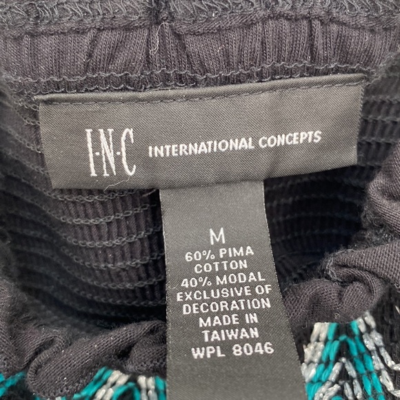 INC Black Tube Top, adjustable  Straps. Silver & Green Stitches along Front. M - Picture 2 of 4